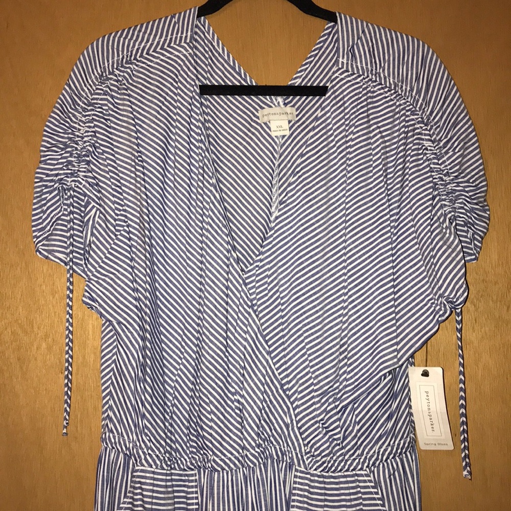 Blue and white stripe summer dress